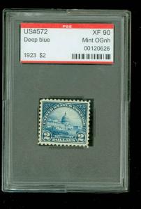 US #572, 1923 Regular Issue, PSE Graded XF 90 Mint OGnh