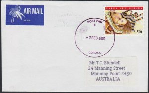 PAPUA NEW GUINEA 2000 cover - large violet cds POST PNG / GOROKA............G876