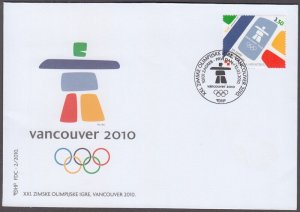 CROATIA Sc # 756 FDC - 2010 WINTER OLYMPIC GAMES in VANCOUVER, CANADA
