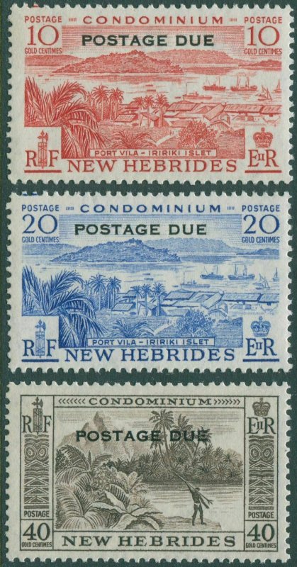 New Hebrides due 1957 SGD17-D19 Scenes Fisherman POSTAGE DUE MNH