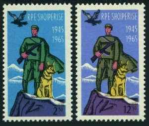 Albania 807-808,MNH.Michel 932-933. Frontier Guards,20th Ann,1965.Dog,Eagle.