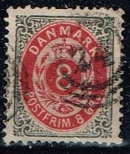 Denmark 1875, Sc.#28 used Frame I, wmk 1Y, perf 14X13½