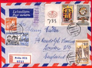 aa0626 - CZECHOSLOVAKIA - Postal History -  REGISTERED COVER to ENGLAND 1961