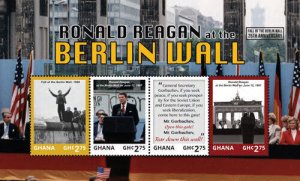 Ghana 2014 - Berlin Wall - Ronald Reagan - Sheet of 4 stamps - Scott #2813 - MNH