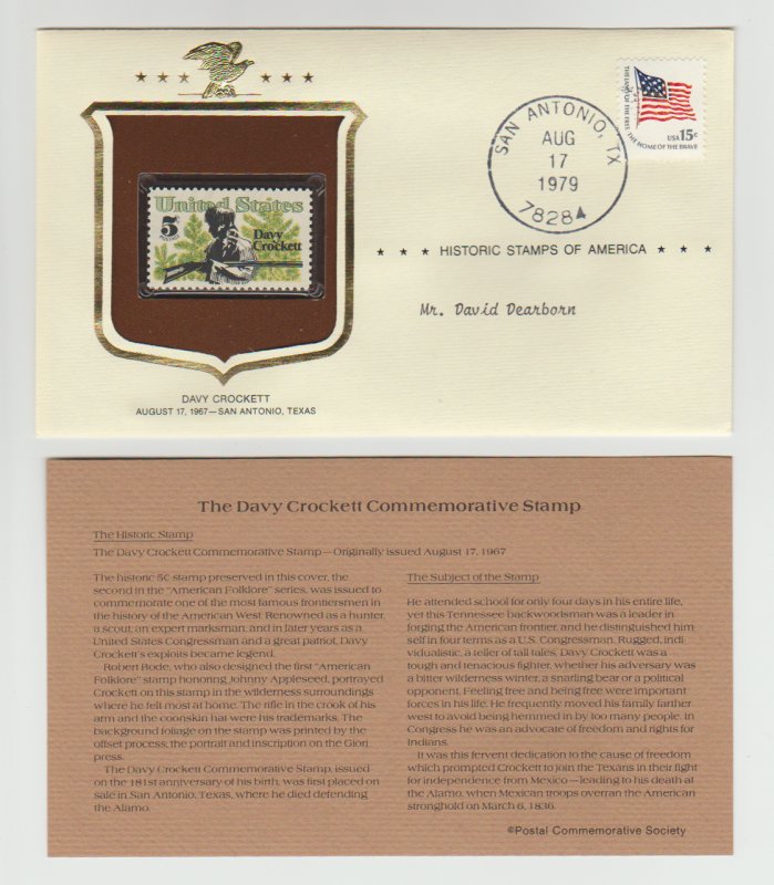 1330 Davy Crockett Frontiersman w/ Historic Stamps America Commemorative Cover