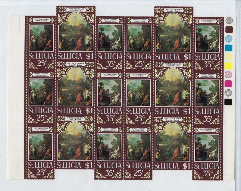 ST. LUCIA SCOTT #277A - EASTER 6 TRIPTYCHS - MINT NEVER HINGED