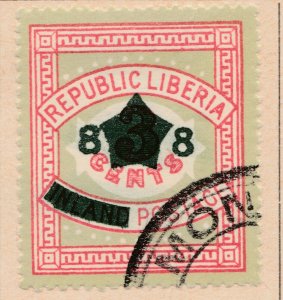 LIBERIA 1913 8c on 3c Used Stamp A29P47F39054-