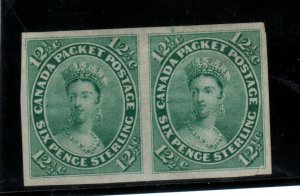 Canada #18b Extra Fine Mint Imperf Pair Unused (No Gum) **With Certificate**