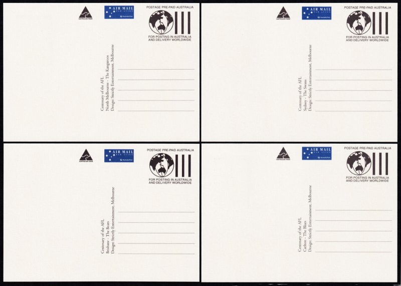 Australia Scott 1492-1507 AFL Post Cards (1996) Unused VF Complete Set M