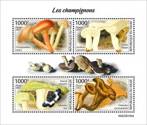 NIGER - 2023 - Mushrooms - Perf 4v Sheet - Mint Never Hinged