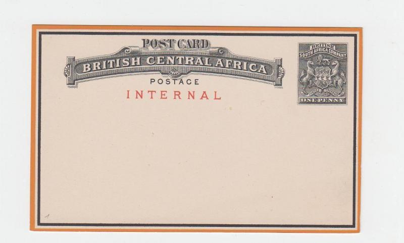 BRITISH CENTRAL AFRICA / RHODESIA 1890's, 1d CARD UNUSED H&G#1 (SEE BELOW