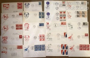 US AIRMAIL FDCs BIG COLLECTION SET 71 DIFFERENT FARNAM 1946/1985 MOST UNADDRESS