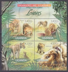 2012 Uganda 2975-2978KL Fauna - Lion 13,00 €