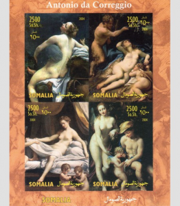 Somalia 2004 ANTONIO DE CORREGGIO NUDES Paintings Sheet Imperforated Mint (NH)