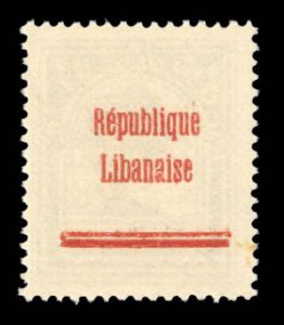 Lebanon #72var (YT 84g) Cat€70++, 1927 .10p dark violet, overprint on front...