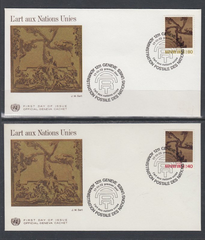 UN Geneva 28-29 Art Geneva U/A Set of Two FDC