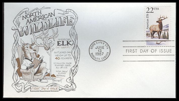 #2328 American Elk Wildlife Bennett FDC