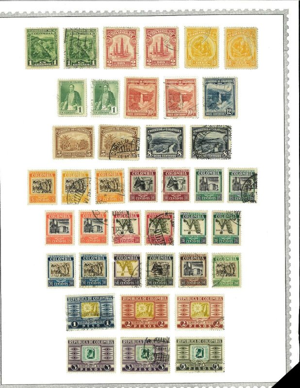 Colombia M & U (mostly) 1920's-1940's Airmails (mostly) Hinged on Minkus Pages