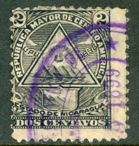 Nicaragua 1898  Seebeck 2¢ Scott #129 VFU Y524 ⭐⭐⭐⭐⭐⭐