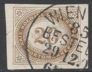 AUSTRIA 1899  20h Imperf Postage Due Sc J19, used Wien  cancel