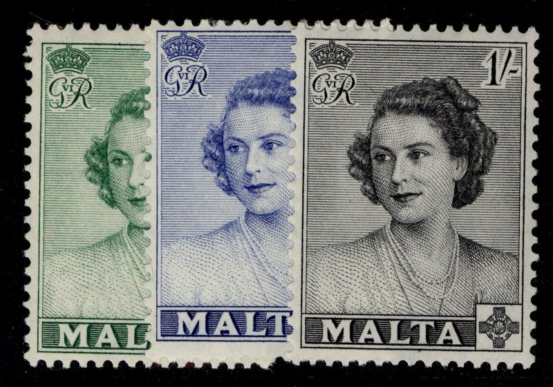 MALTA GVI SG255-257, complete set, M MINT.