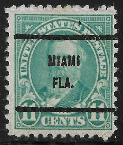US Bureau Precancels: FL: Miami; #692-61; 11¢ 1926-31; PSS CV $4