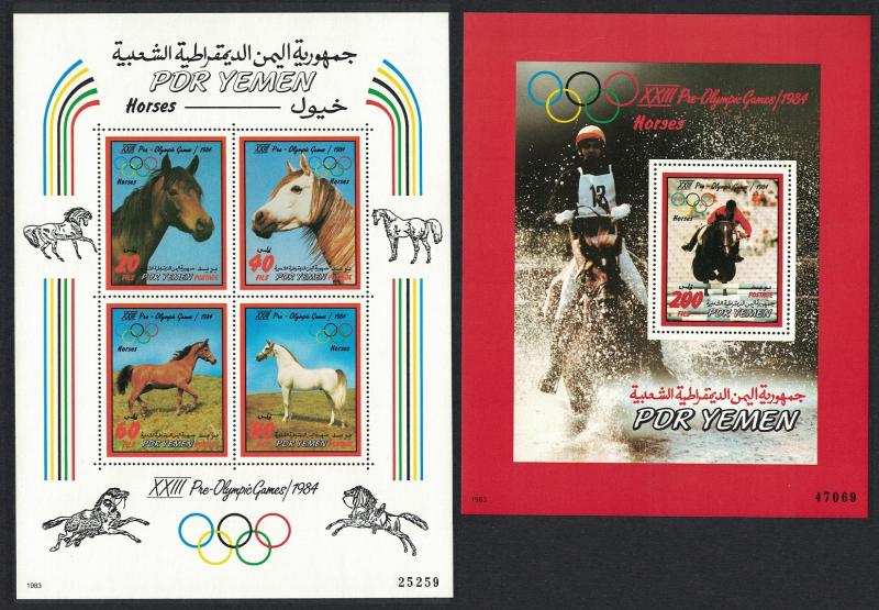 Yemen Horses Olympic Games Los Angeles 2 MSs SG#MS300