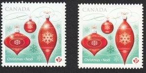 CHRISTMAS DECORATION = Pair- from SS & DIE CUT Canada 2010 #2411a, 2413i MNH