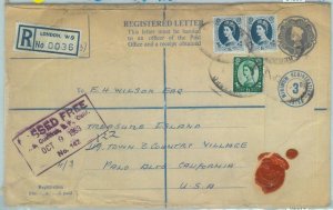 84211 - GB - Postal History -  Registered STATIONERY COVER to USA 1963