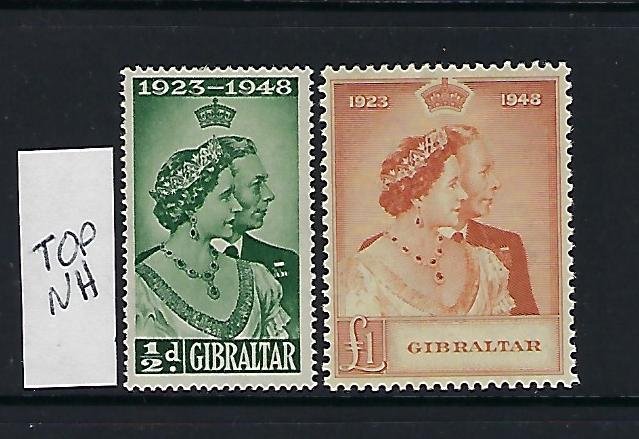 GIBRALTAR SCOTT #121-122 1948 GEORGE VI SILVER WEDDING-MINT TOP VALUE NH