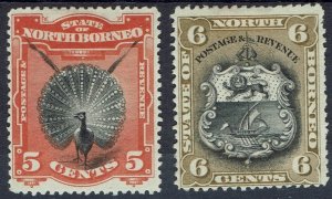 NORTH BORNEO 1894 PICTORIAL 5C AND 6C