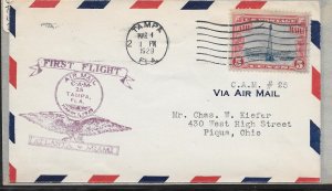 Just Fun Cover #C11 FIRST FLIGHT COVER TAMPA FLA. MAR/1/1929 (11750)