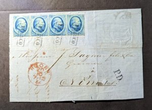 1866 Netherlands Folded Letter Cover Hoorn to Nimes France