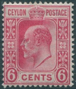 Ceylon 1908 SG291 6c carmine KEVII mult crown CA wmk #1 MH (amd)