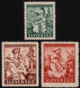 ✔️ SLOVAKIA 1939 - COSTUMES PERF 12½ - SC.40/42 MNH OG [SK043A]