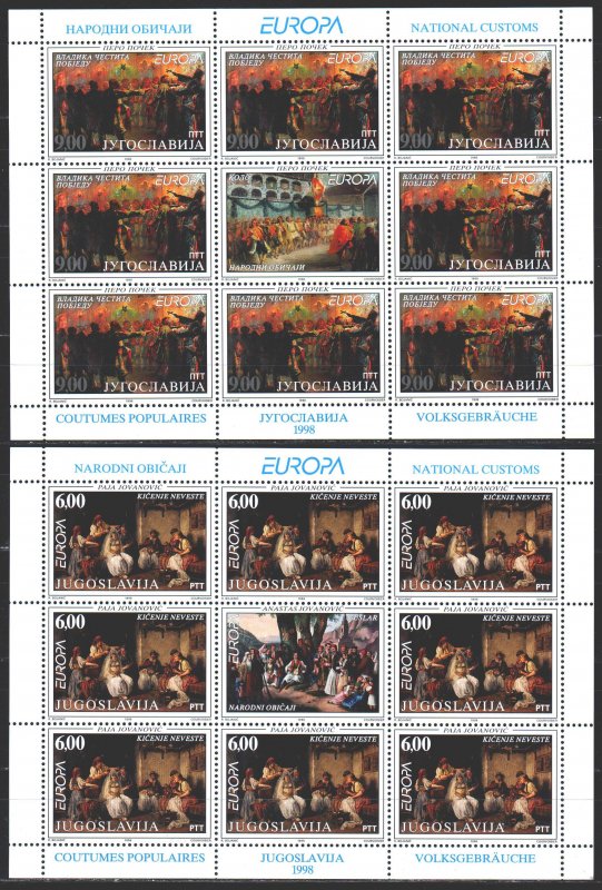 Yugoslavia. 1998. ml 2855-56. Painting, folk customs. MNH.