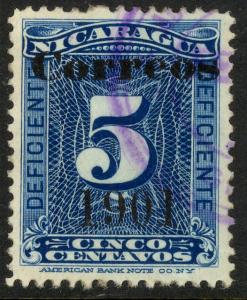 NICARAGUA 1901 5c Numeral Issue Sc 139 VFU