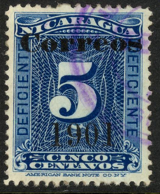 NICARAGUA 1901 5c Numeral Issue Sc 139 VFU