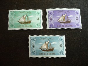 Stamps - Ras-Al-Khaima - Scott# 6-8 - Mint Never Hinged Part Set of 3 Stamps