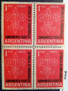 Argentina (1961) Sc# 723 Block of 4; Scouting Camp; MNH