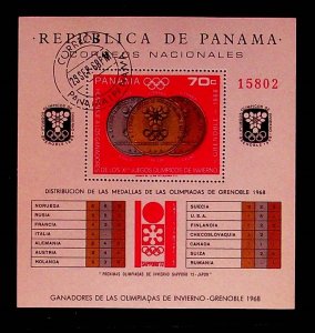 PANAMA Sc 487I USED SOUVENIR SHEET OF 1968 - OLYMPICS - Sc$18