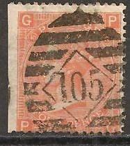 Great Britain #43 F-VF Used Plate 10 CV $140.00 (S20)  