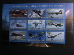 DJIBOUTI-STAMP:2010 WORLD FAMOUS AIR CRAFTS CTO FULL SHEET VERY FINE