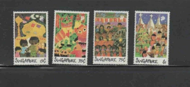 SINGAPORE #552-555 1989 CHILDRENS DRAWINGS MINT VF NH O.G