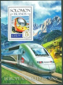 SOLOMON ISLANDS  2013  EUROPEAN HIGH SPEED TRAINS   SOUVENIR SHEET  MINT NH