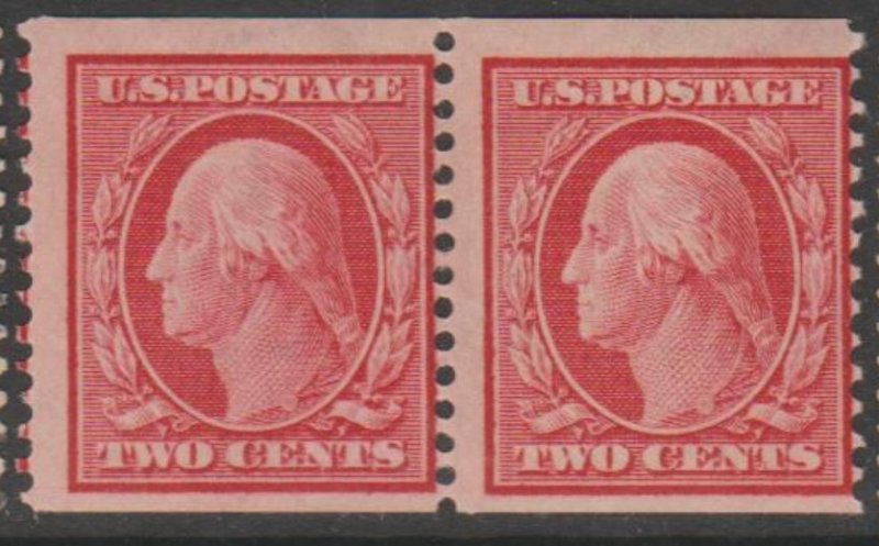 U.S. Scott #353 2mm Spacing - Coil Washington Stamps - Mint Pair - IND