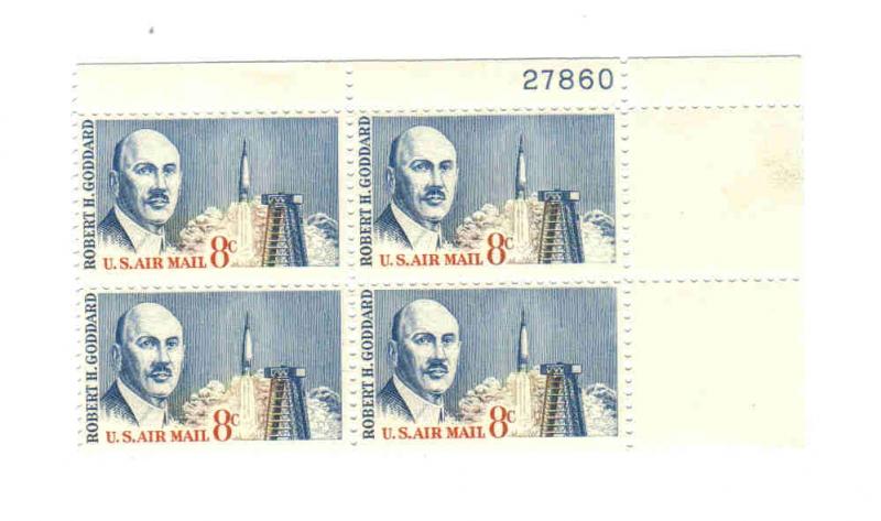 Sc#C69 8c Robert H Goddard Plate block MNH F-VF