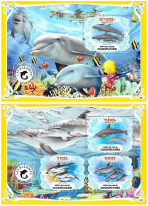 t8, Gabon MNH stamps 2019 marine life dolphins