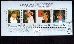 GIBRALTAR #754 1998 DIANA, PRINCESS OF WALES MINT VF NH O.G SHEET 4