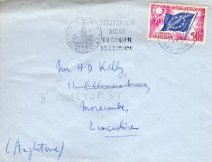 France 1962 Sc#109 CONSEIL DE L'EUROPE 50Fr.Cover send to England